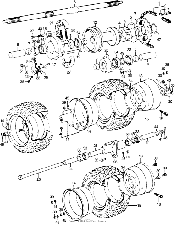 Front wheel + rear wheels
