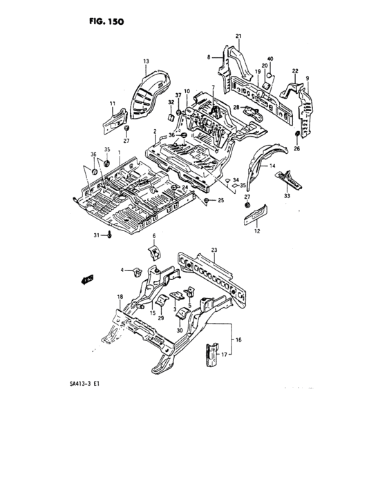 Lower and rear end panel