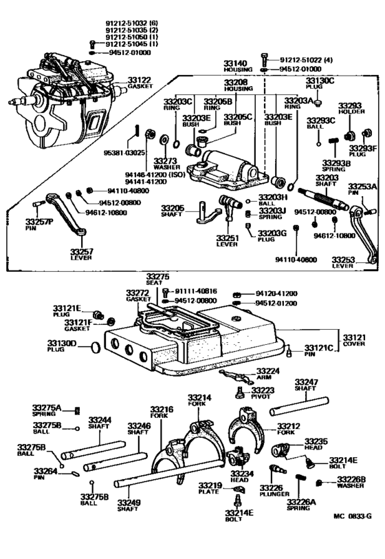 Gear Shift Fork & Lever Shaft (Mtm)