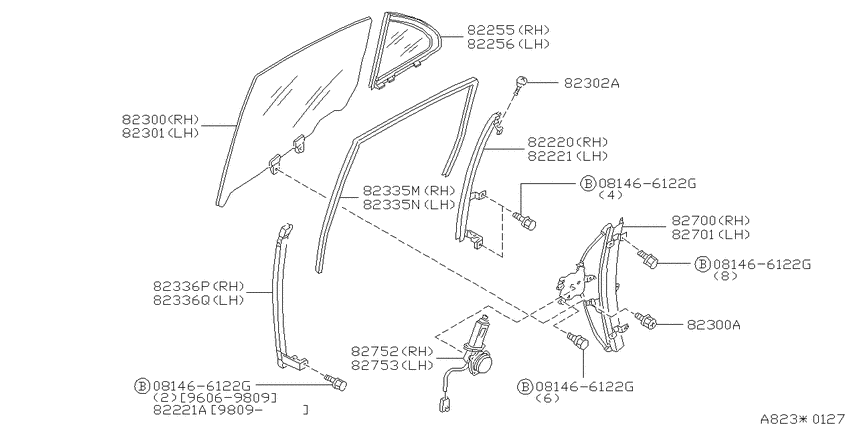 Rear door window & regulator