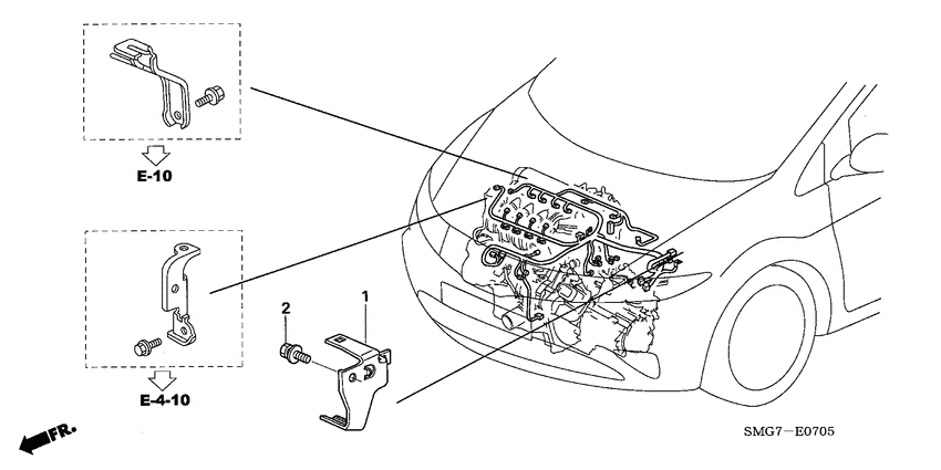 Engine wire harness stay