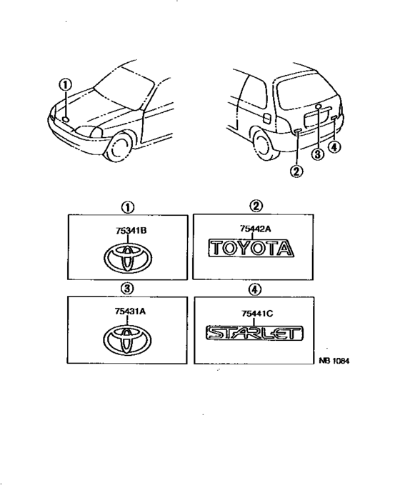 Emblem & Name Plate (Exterior & Interior) for 1996 - 1999 Toyota ...