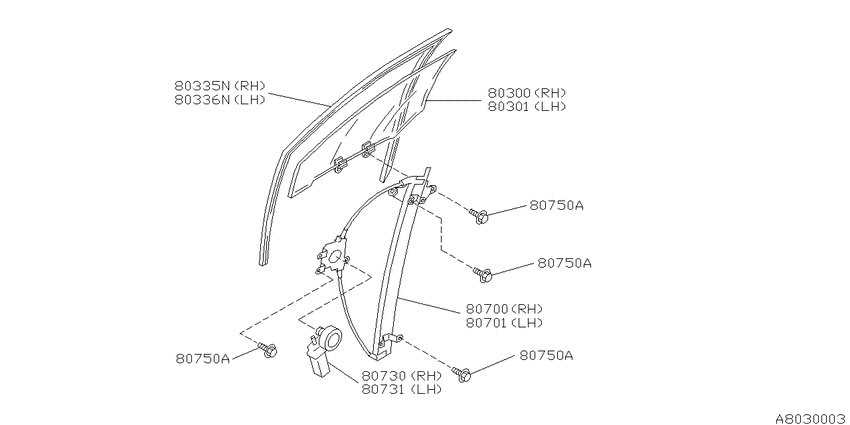 Front door window & regulator