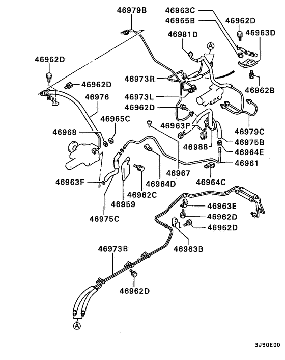 Rear steering oil line