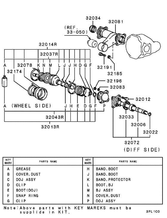 Front axle housing & shaft