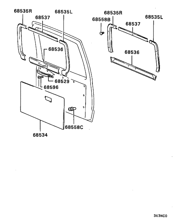 Back door trim & pull handle