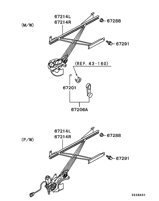 Front door window regulator