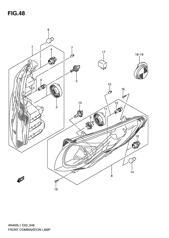 Front combination lamp