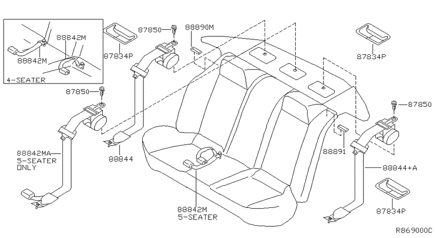 Rear seat belt