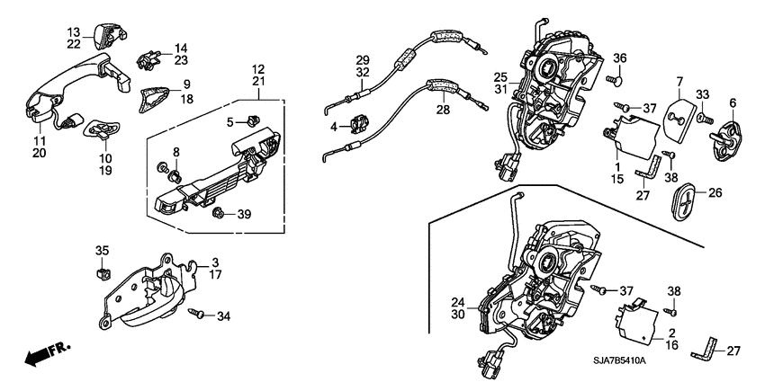 Rear door lock/ outer handle