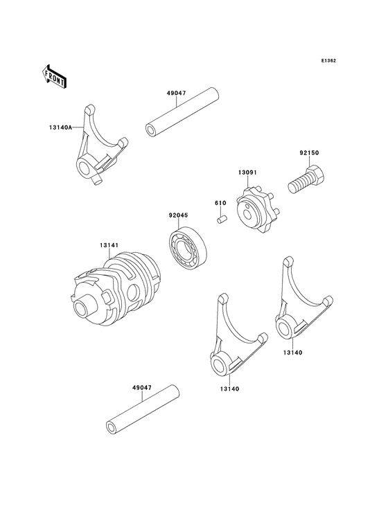 Gear change drum/shift fork