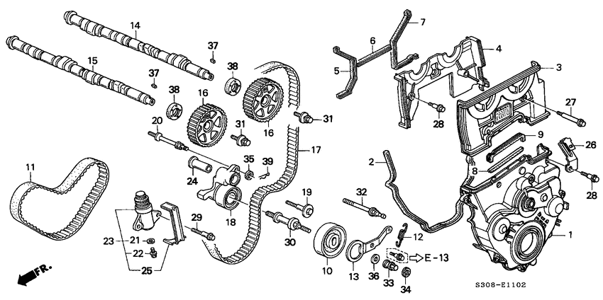 Camshaft/timing belt