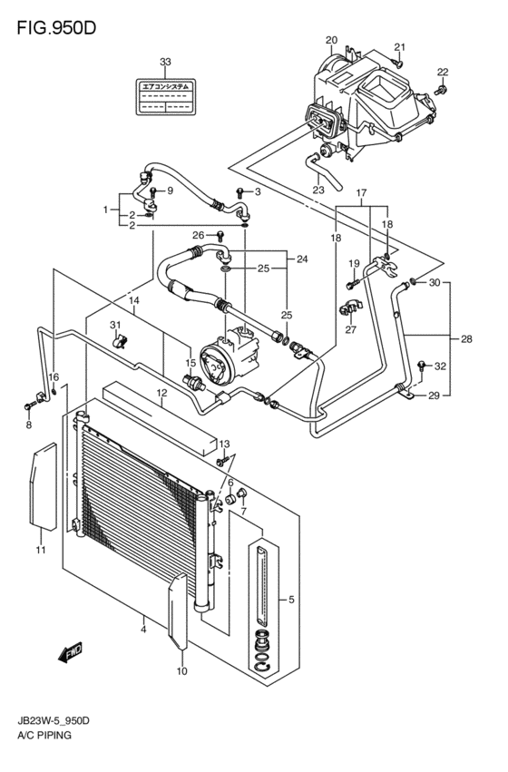 airconditioner piping for 2004 2011 Suzuki JIMNY JB23W Japan sales