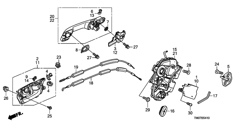 Rear door lock/ outer handle