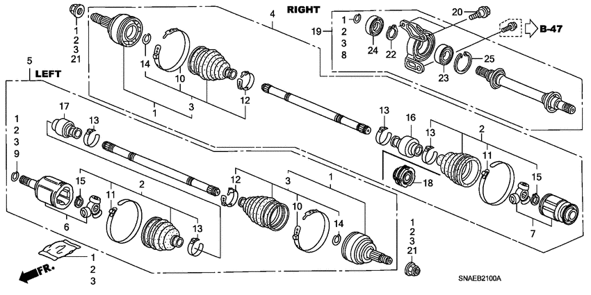 Front driveshaft/ half shaft