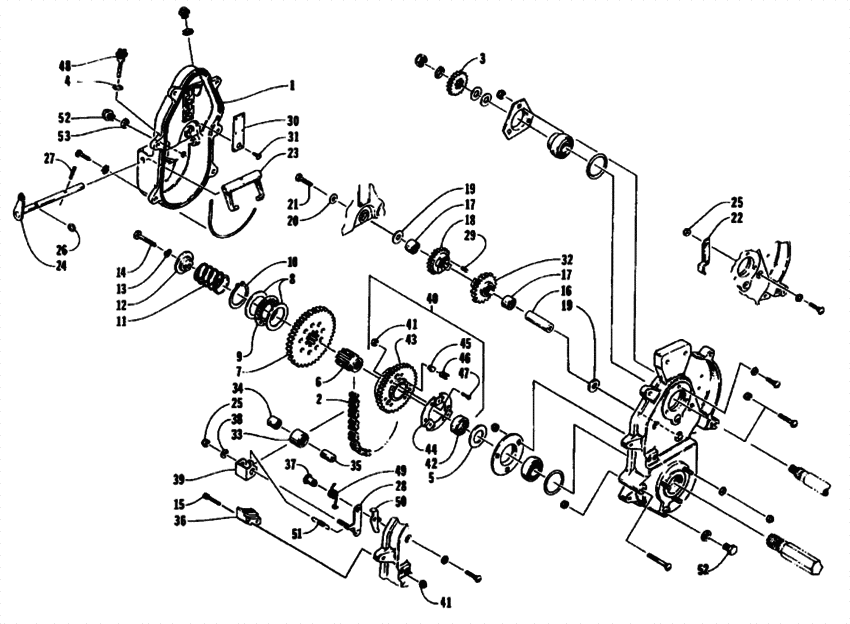 Drive/reverse dropcase assembly