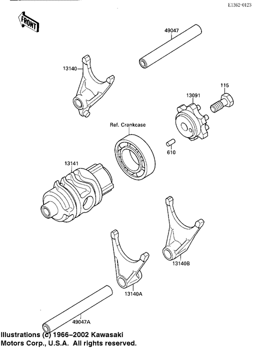 Gear change drum/shift fork