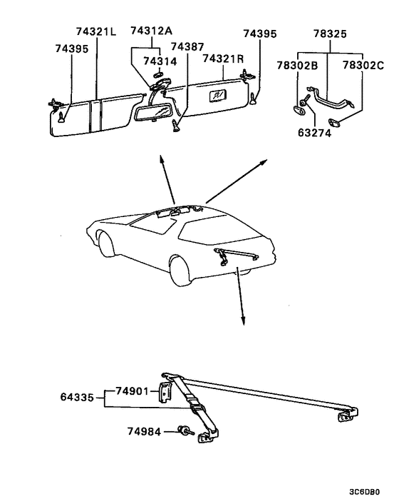 Mirror,grips & sunvisor