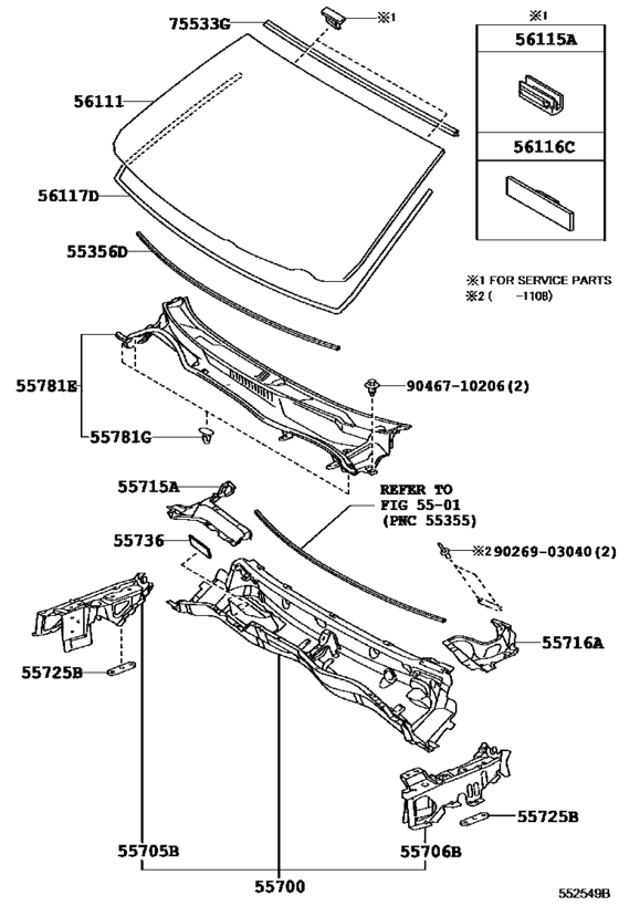 Cowl Panel & Windshield Glass