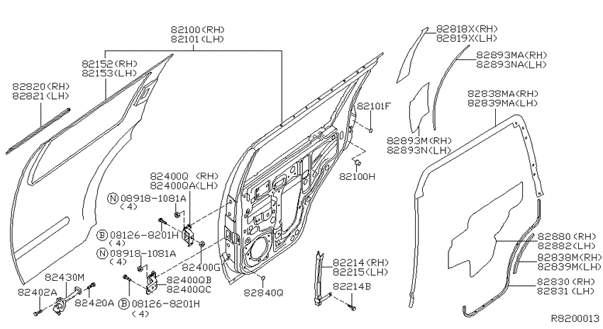 Rear door panel & fitting