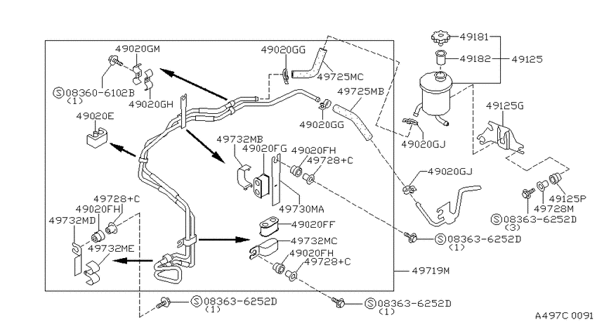Power steering piping