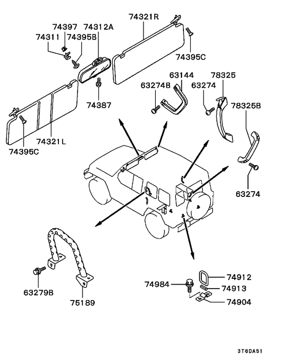 Mirror,grips & sunvisor