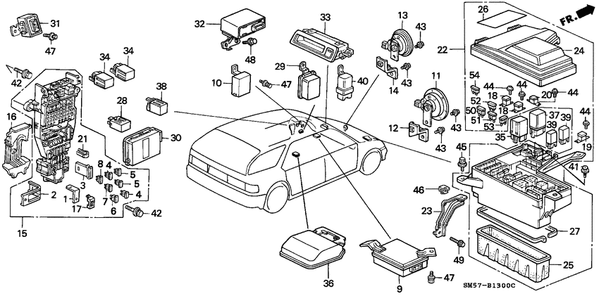 Relay/horn/fuse box