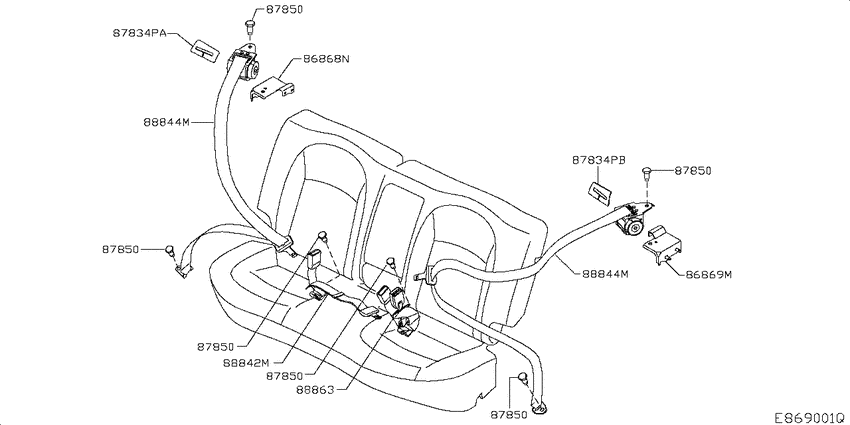 Rear seat belt