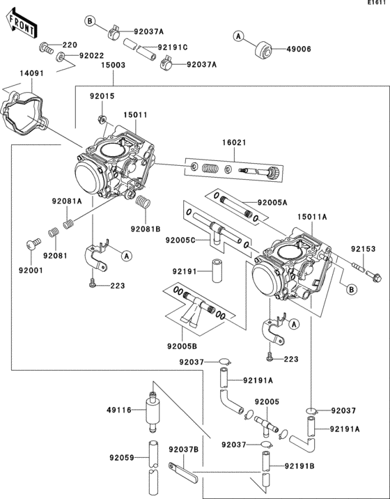 Carburetor for 2002 Kawasaki KVF650 Brute Force 650 (N) USA sales region, , 14243763803852