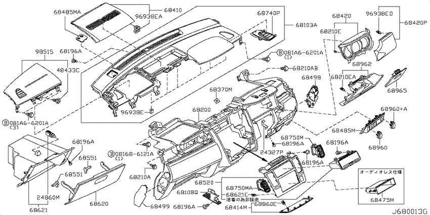 Instrument panel, pad & cluster lid