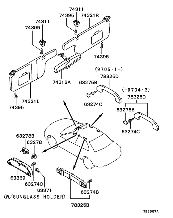 Mirror,grips & sunvisor