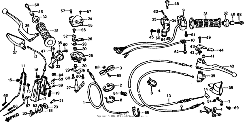 Control levers + switches + cables 85