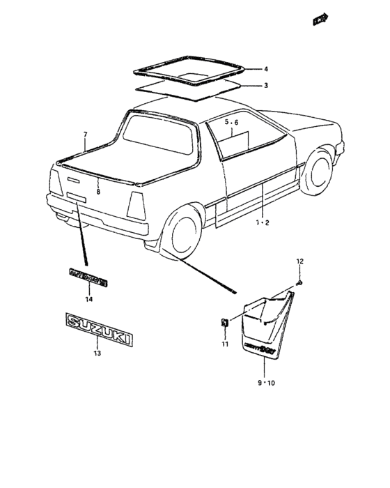 Stripe tape and mud flap