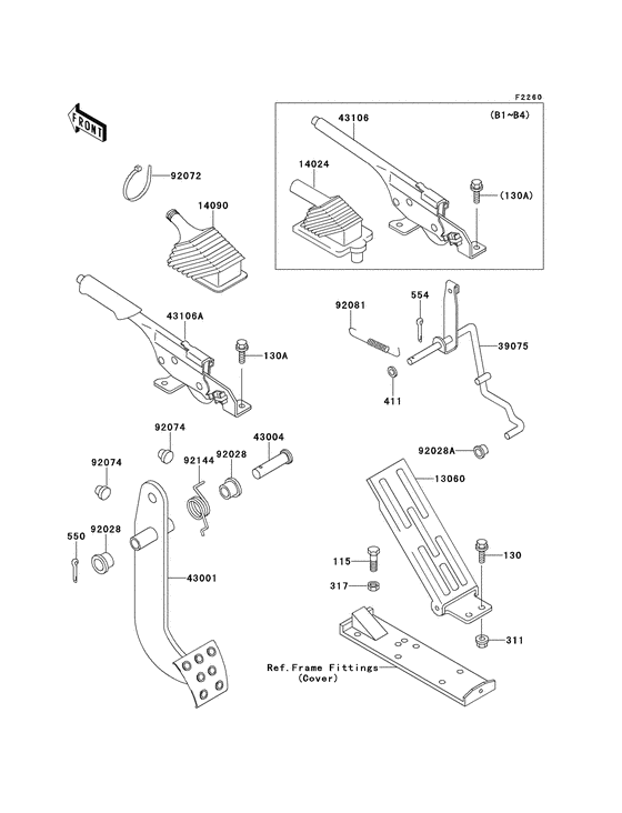 Brake pedal/throttle lever