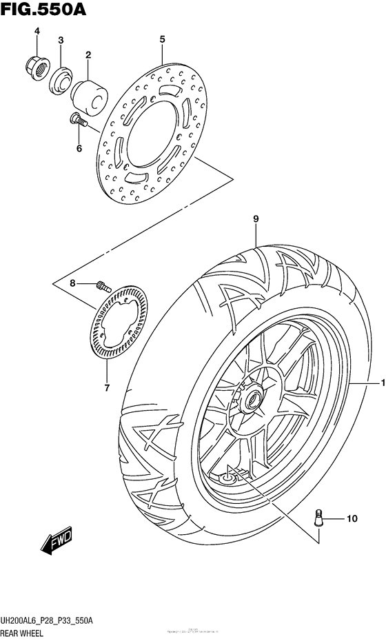 Rear Wheel (Uh200Al6 P28)