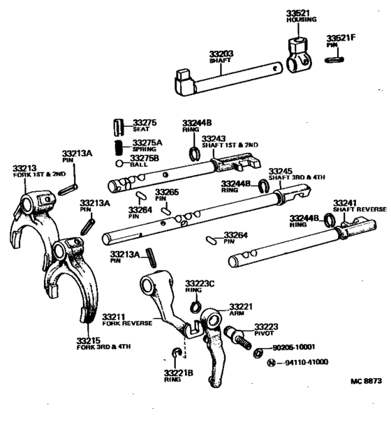 Gear Shift Fork & Lever Shaft (Mtm)