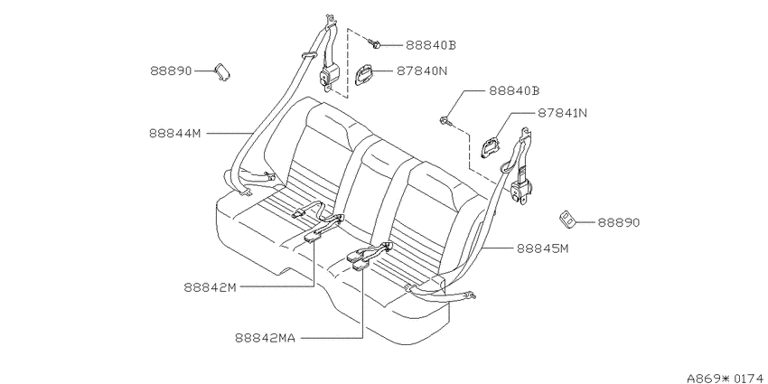 Rear seat belt