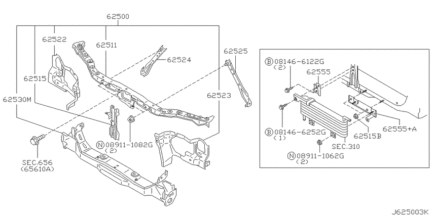 Front apron & radiator core support