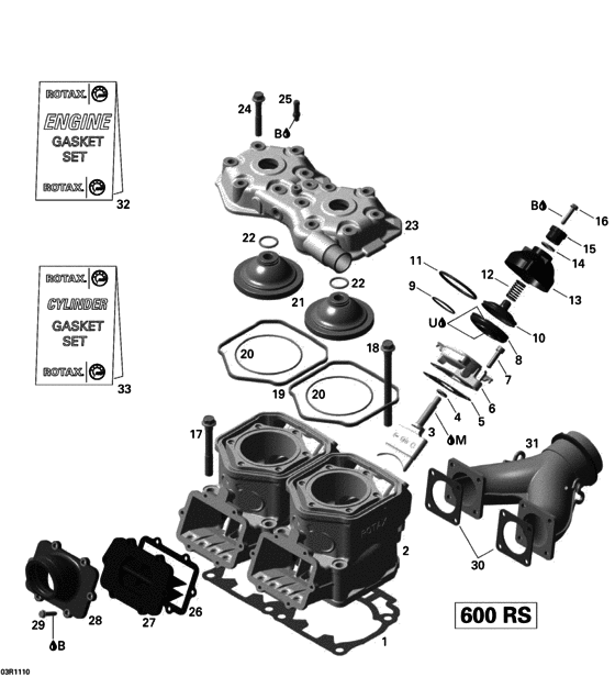 01- Cylinder, Exhaust Manifold And Reed Valve