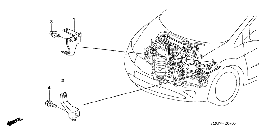 Engine wire harness stay