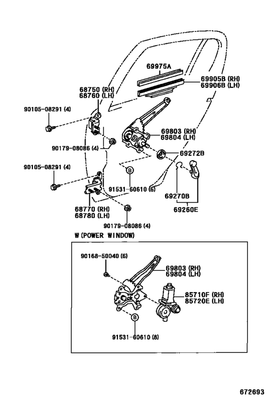 Rear Door Window Regulator & Hinge