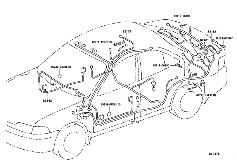 Wiring & Clamp for 1992 - 1997 Toyota COROLLA EE100 | General sales