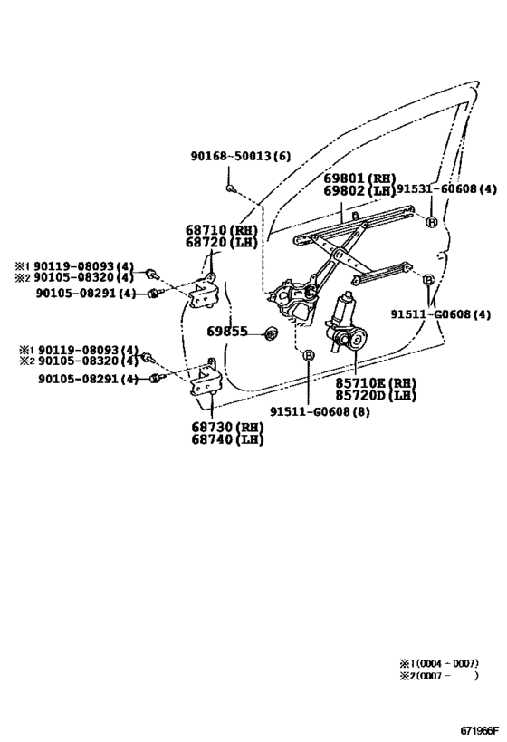 Front Door Window Regulator & Hinge
