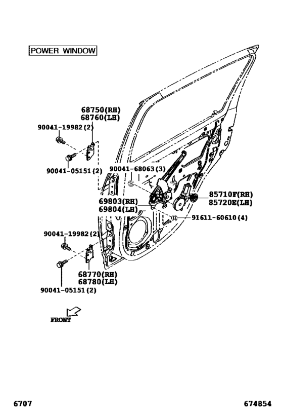 Rear Door Window Regulator & Hinge