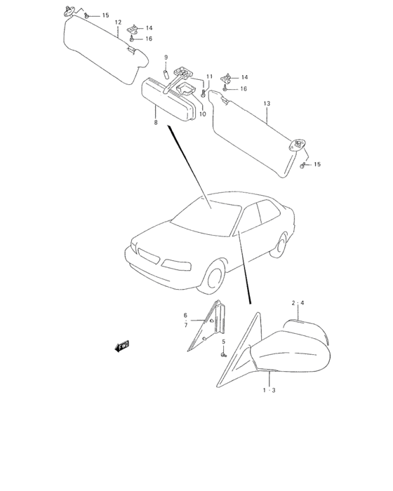 B mirror / sun visor