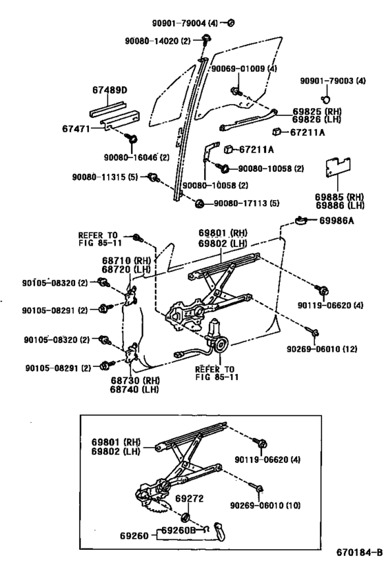 Front Door Window Regulator & Hinge