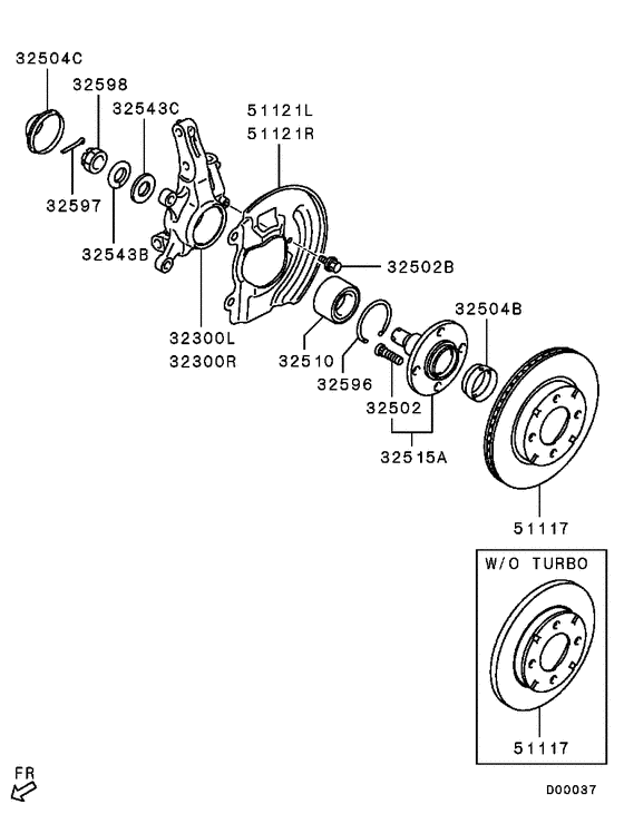 Front axle hub & drum