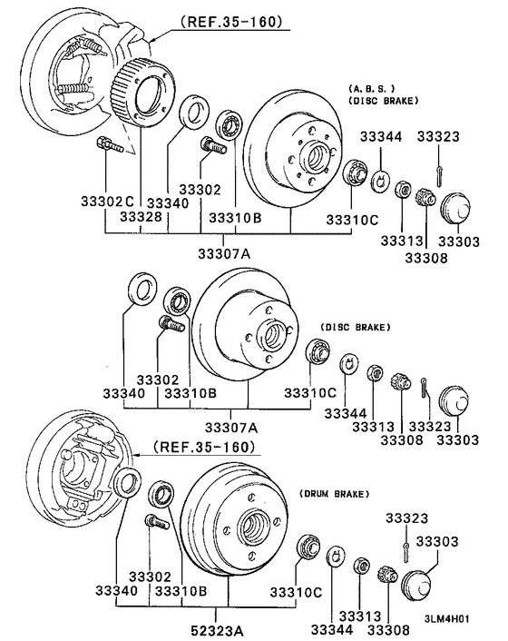 Rear axle hub & drum