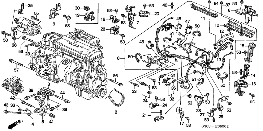 Engine wire harness/clamp