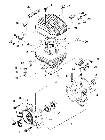 Crankcase and cylinder assembly